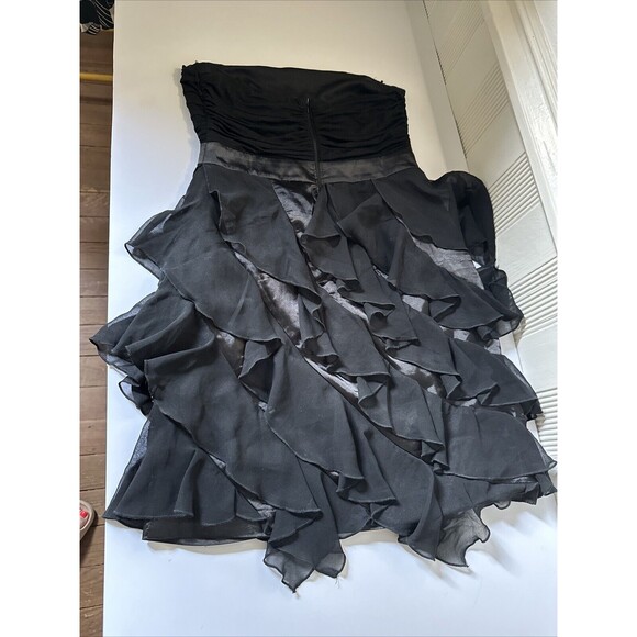 AKIRA CHICAGO Little Black Party Dress Womens Medium Chiffon Ruffle - Picture 4 of 12